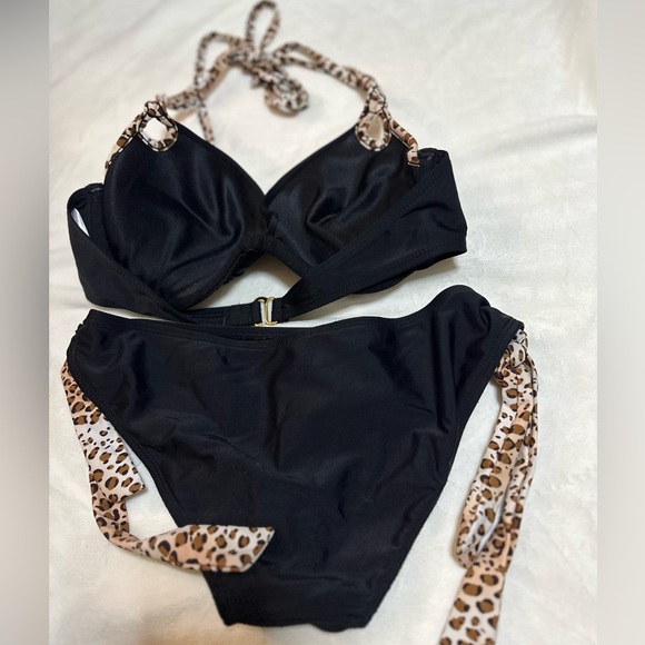 Black Cheetah print Bikini set size Medium - Picture 3 of 4